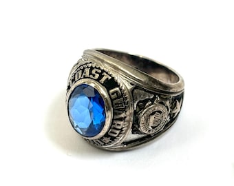 Vintage US Coast Guard Sterling Men's Ring - sz 9