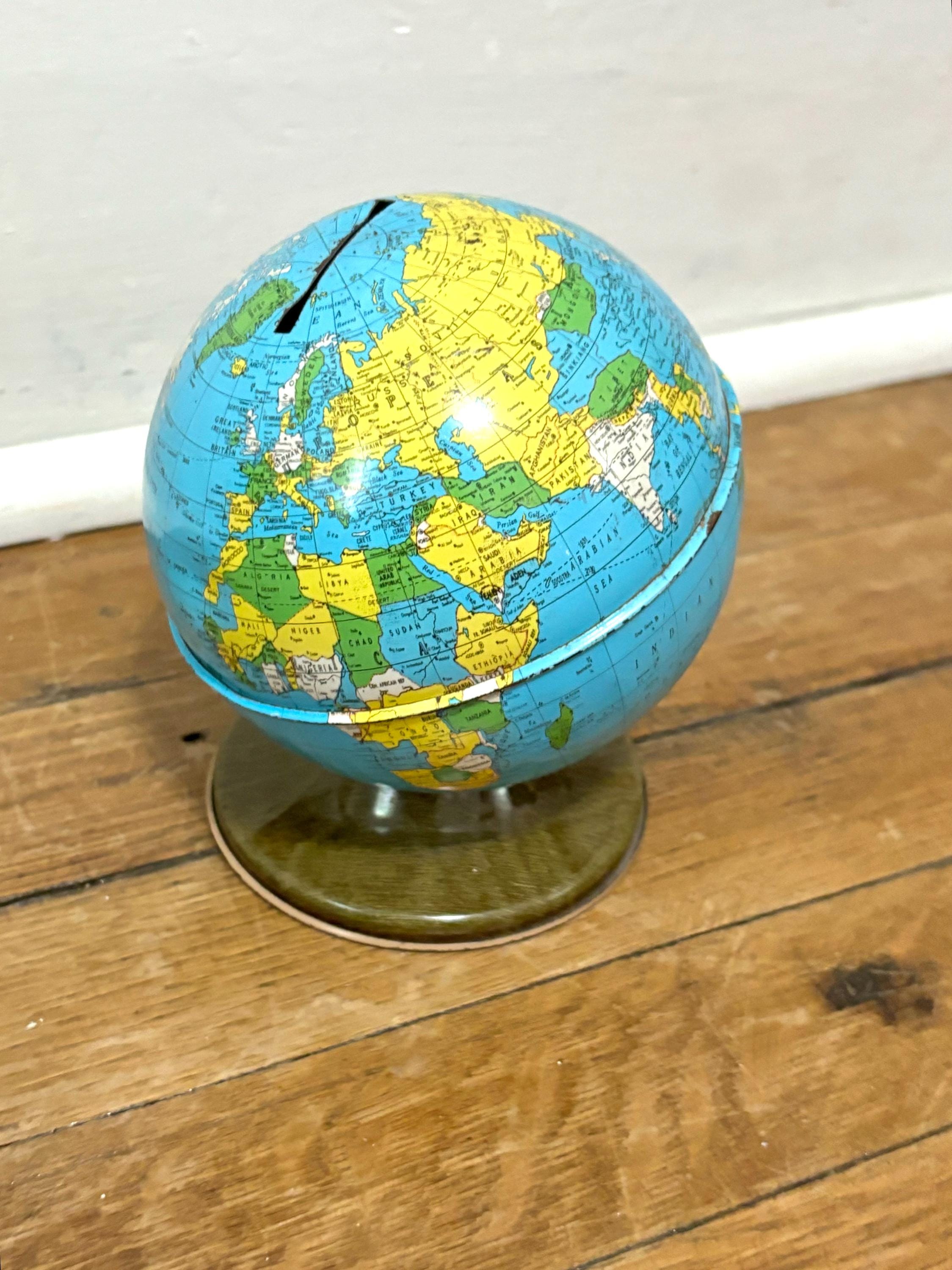 Vintage Metal Globe Coin Bank - Etsy