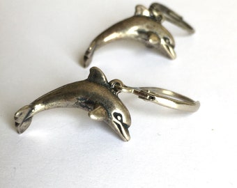 Vintage Sterling Silver Dolphin Earrings