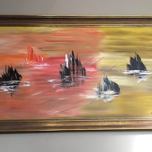 Huge Original Mid Century Modern Abstract Oil Painting
