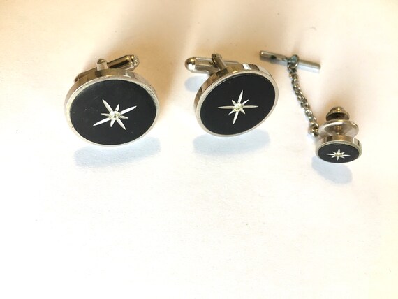 Vintage MCM Tie Clip and Cuff Links Set - image 2