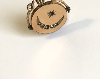 Antique Locket w Crescent Moon and a Star