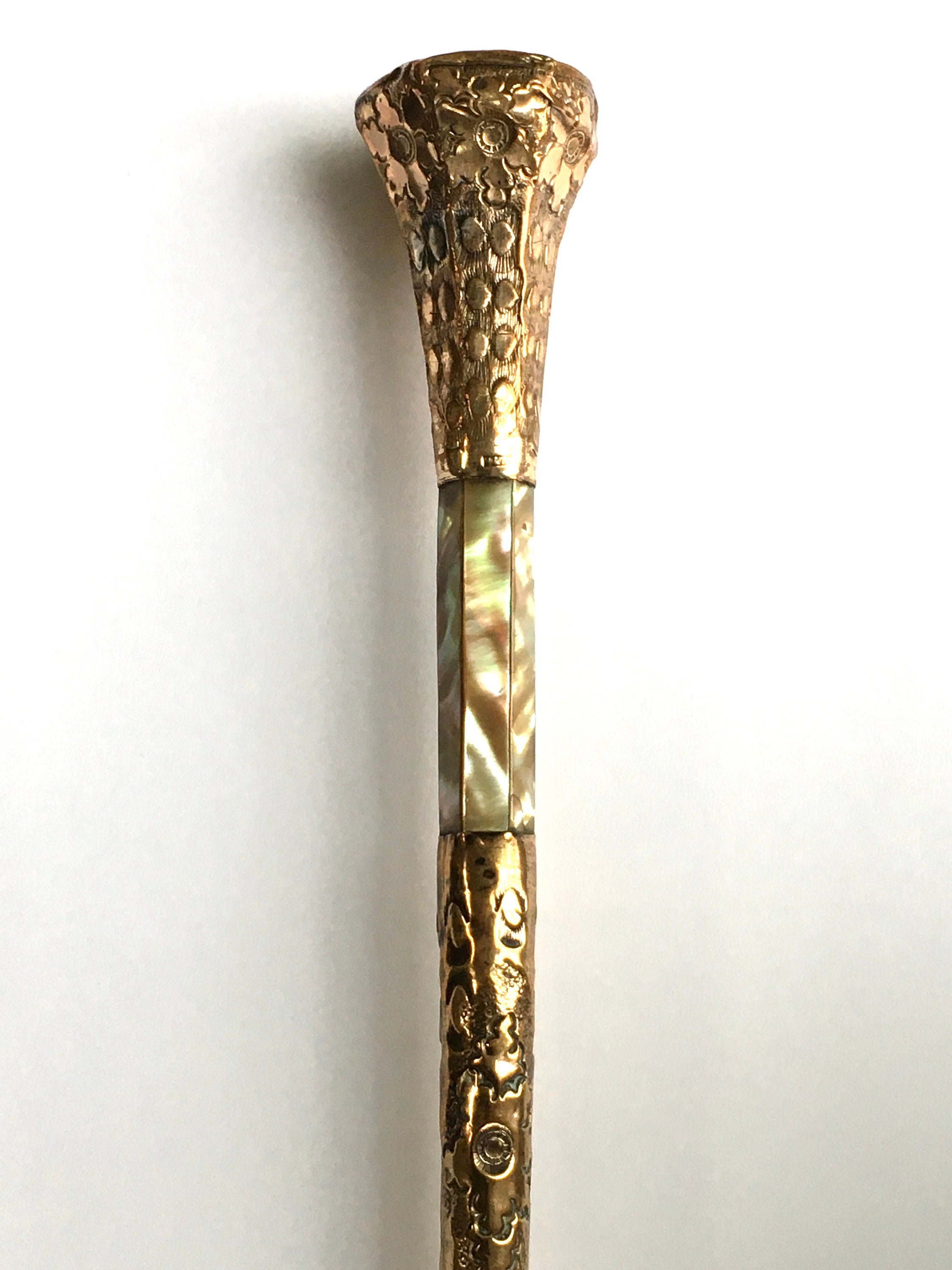 Antique Cane w gold and mother of pearl Handle Etsy