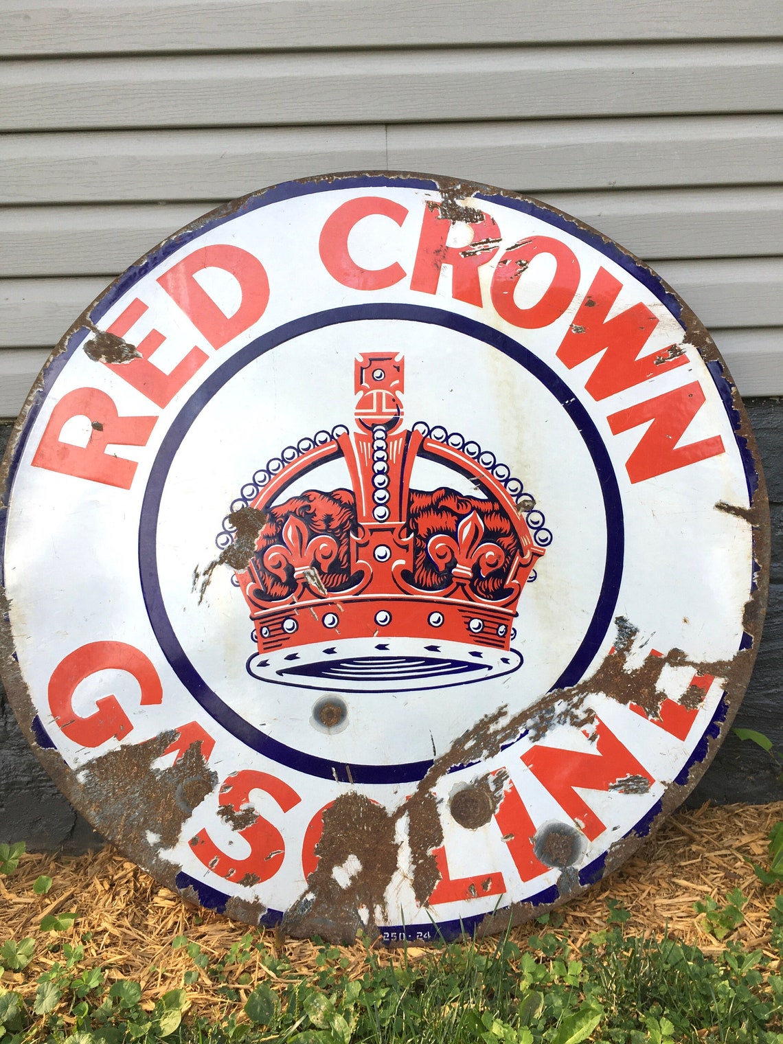 Original Old Porcelain Red Crown Gas Station Sign Etsy