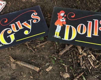 Vintage Guys and Dolls Restroom Signs