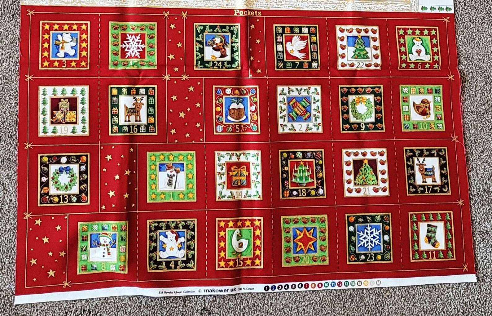 Christmas Advent Calendar Cloth Wall Hanging With Pockets DIY Cut