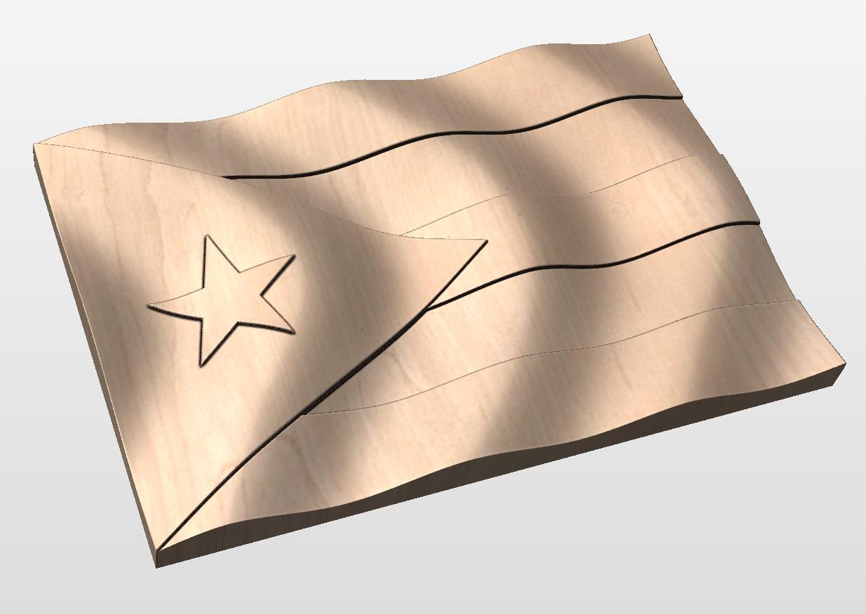 Puerto Rico Cnc Router File 3D Wavy Puerto Rico Flag (pattern 9) CNC Files | Stl | Crv3d | 3D Model ...