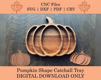 Bandeja de recogida con forma de calabaza Archivos CNC / Vectores / SVG / DXF / PDF / CRV / Bandeja de aperitivos / Bandeja para servir / Bandeja para frutos secos / Bandeja de valet / Bandeja decorativa