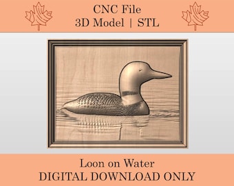 Lomm på vatten 3D-modell | STL | Relief | CNC-fil | Naturscen | Djur | Vildmarkslandskap