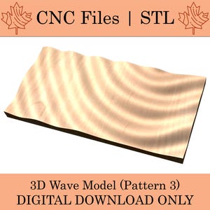 May include: A 3D wave model with a rippled pattern. The model is made of a light brown material and has a slightly curved shape. The image text reads "3D Wave Model (Pattern 3) DIGITAL DOWNLOAD ONLY".