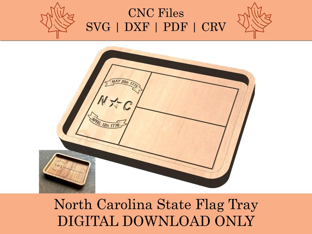 North Carolina State Flag Tray CNC Files | Svg | Dxf | Pdf | Crv ...