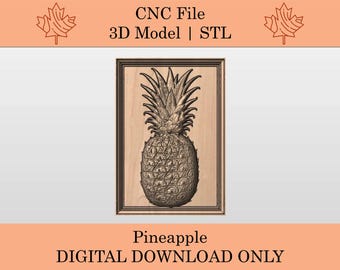 Ananas 3D-modell | STL | Relief | CNC-fil | Naturscen | Djur | Vildmarkslandskap