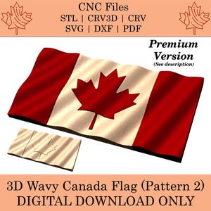 3D Wellenförmige Kanada-Flagge (Muster 2) CNC-Dateien - Premium | Stl | Datei | Dxf | Pdf | Crv3d | 3D Modell | Ahornblatt | Kanada | Alberta | Québec