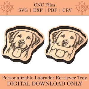 Vassoio raccogli-oggetti Labrador Retriever personalizzabile File CNC / Svg / Dxf / Pdf / Crv / Cane / Animale domestico / Animale / Vettori / Lavorazione del legno
