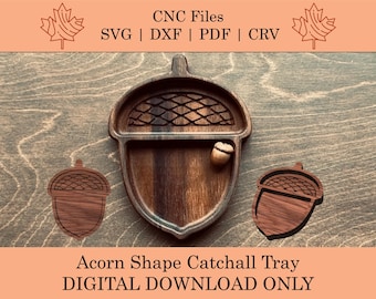 Pliki CNC tacy na przekąski w kształcie żołędzia | Wektory | Svg | Dxf | Pdf | Crv | Taca na przekąski | Taca do serwowania | Taca na orzechy | Taca na usługi parkingowego | Taca dekoracyjna