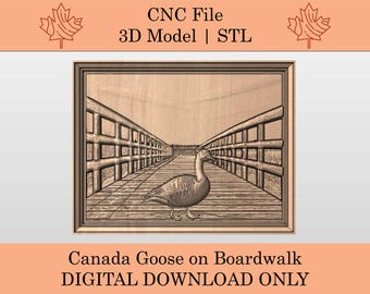Ganso canadiense en un paseo marítimo (modelo 3D, STL, relieve, archivo CNC, escena natural, animales, paisaje natural)