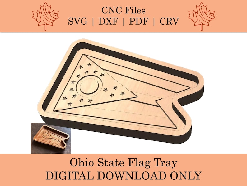 Ohio State Flag Tray CNC Files | Svg | Dxf | Pdf | Crv | Columbus ...