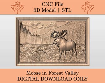 Eland in Forest Valley 3D-model | SBL | Reliëf | CNC-bestand | Natuurlandschap | Dieren | Wildernis