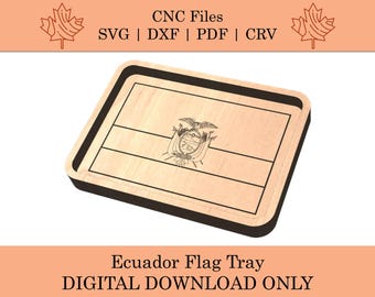 Ecuador Flag Tray CNC Files | Svg | Dxf | Pdf | Crv | Republic of Ecuador | Quito | Guayaquil | Cuenca | South America | Latin