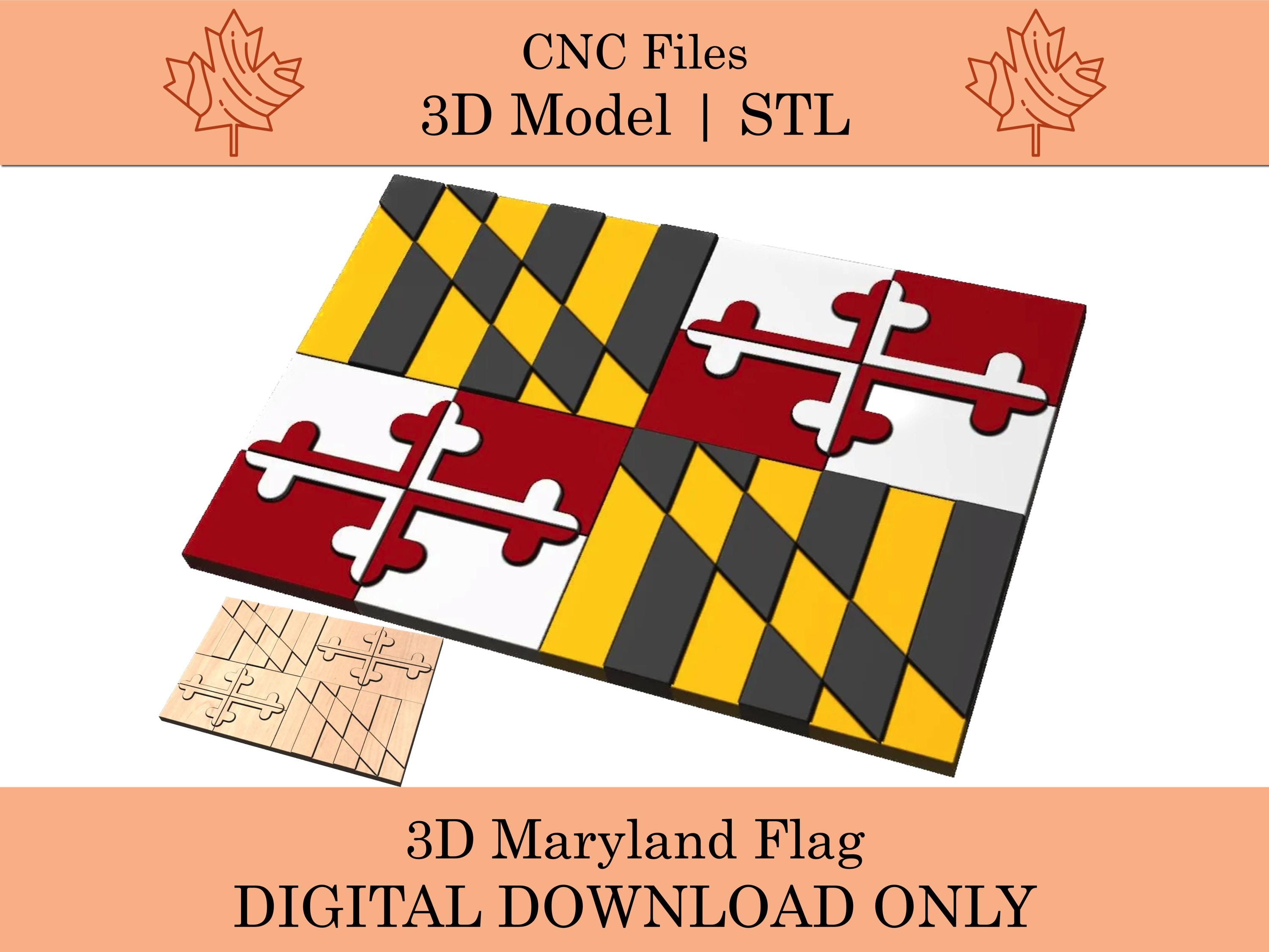 3D Maryland State Flag CNC Files | Stl | 3D Model | Baltimore ...