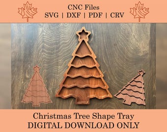 Bandeja con forma de árbol de Navidad: archivos CNC / vectores / SVG / DXF / PDF / CRV / Bandeja para aperitivos / Bandeja para servir / Bandeja decorativa