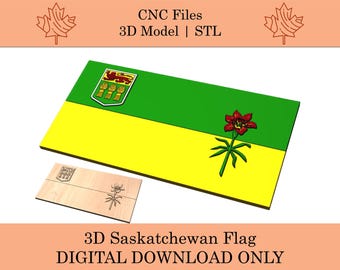 3D Saskatchewan Flag CNC Files | STL | 3D Model | Saskatoon | Regina | Canada | Province