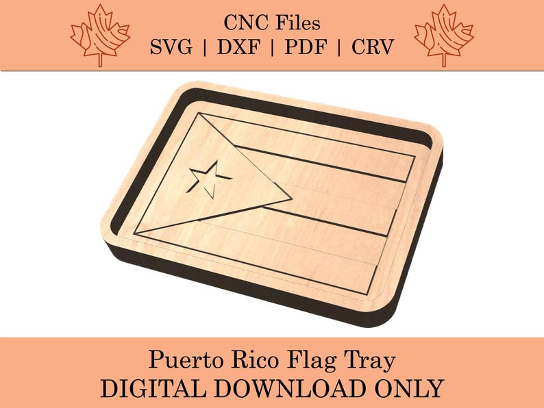 Puerto Rico Cnc Router File Puerto Rico Flag Tray CNC Files | Svg | Dxf | Pdf | Crv | San Juan ...