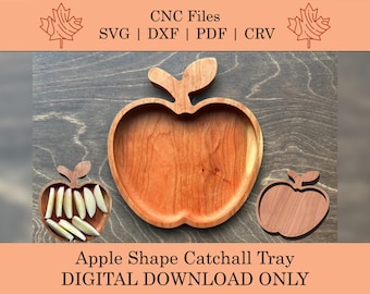 Fichiers CNC pour plateau en forme de pomme | Vecteurs | SVG | DXF | PDF | Cv | Plateau de fruits | Plateau à collation | Plateau de service | valet de chambre | Plateau décoratif