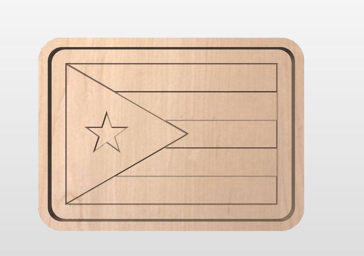 Puerto Rico Cnc Router File Puerto Rico Flag Tray CNC Files | Svg | Dxf | Pdf | Crv | San Juan ...