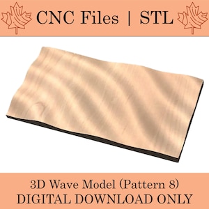 Può includere: Un modello d'onda 3D in legno chiaro. Il modello è un download digitale ed è etichettato "Modello d'onda 3D (Motivo 8)" e "DOWNLOAD DIGITALE SOLO".