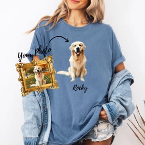 Custom Pet T-shirt with Pet photo and name, Personalized Pet Portrait Shirt, Custom Dog Cat Graphic Tee, Dog Lover shirt, Pet Lover Gift