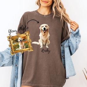 Custom Pet T-shirt with Pet photo and name, Personalized Pet Portrait Shirt, Custom Dog Cat Graphic Tee, Dog Lover shirt, Pet Lover Gift
