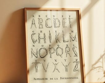 Vintage Alphabet Art Print: 18th Century French Typography Poster