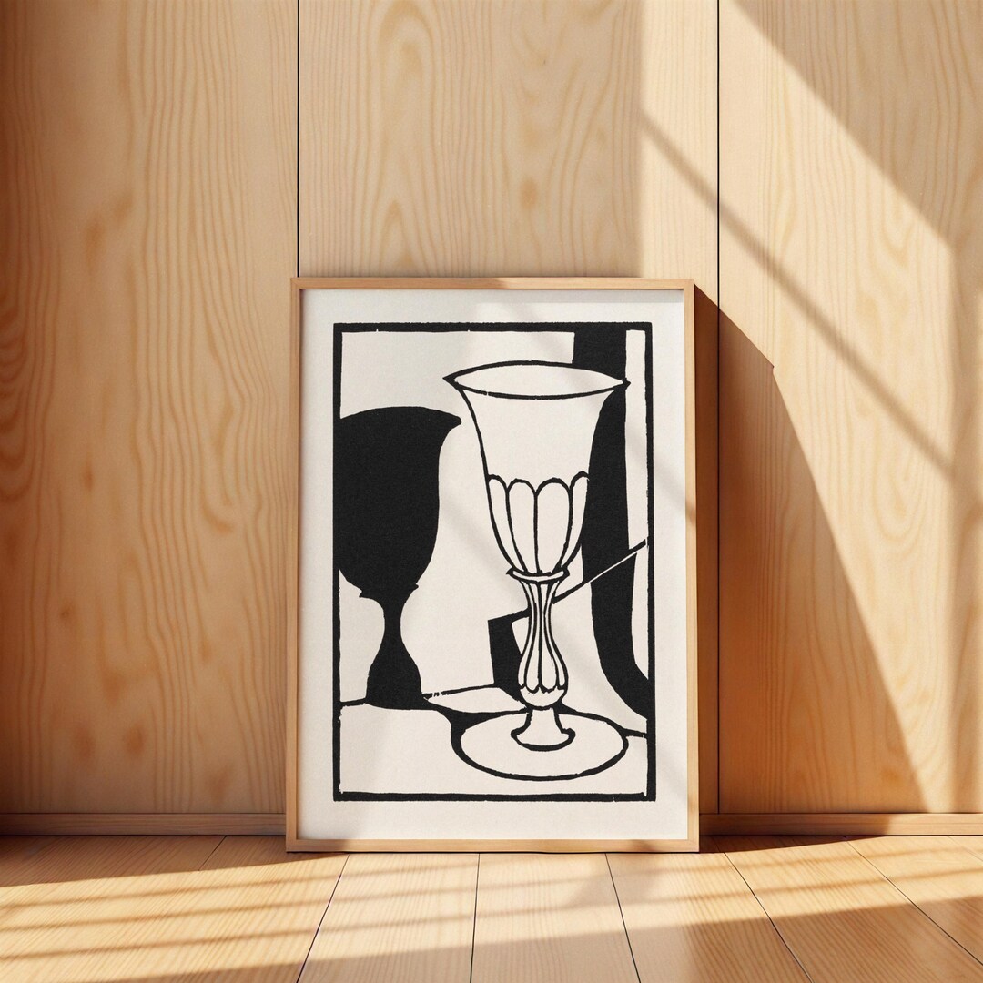 Wine Glass Still Life – Digital Download - Minimalist Black and White ...