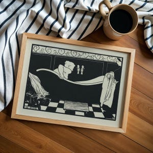 The Bath autorstwa Félix Vallotton, Vintage Art Nouveau Print, Czarno-biały drzeworyt, Klasyczny plakat artystyczny, Antyczna dekoracyjna sztuka ścienna