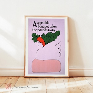 Poster sull'alimentazione sana - Decorazione murale per cucina o sala da pranzo, stampa motivazionale sulla nutrizione, decorazione artistica funky e retrò per il cibo