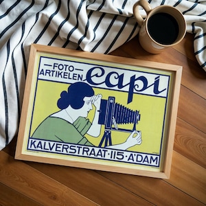Capi Fotografie Poster, Vintage Amsterdam Werbedruck, Retro Kamera Kunst, Niederländisches Foto Shop Plakat, Klassisches Grafikdesign Wanddekoration