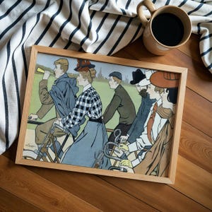 Vintage Dutch Bicycle Poster ~ Digital Download ~ Classic Cycling Art Print, Travel Illustration, Retro Biking Scene, 19th Century Artwork