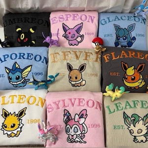 Cute Characters Embroidered Sweatshirt, Custom Anime Shirt, Embroidered Hoodie, Anime Fan Gift, Gift For Him, Gift For Her