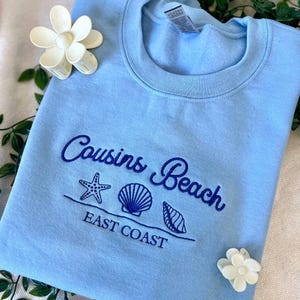 Cousins Beach Embroidered Sweatshirt, East Coast Beach Shirt, Summer I Turned Pretty Hoodie, TSITP Inspired, Summer Vibes, Bookish Merch