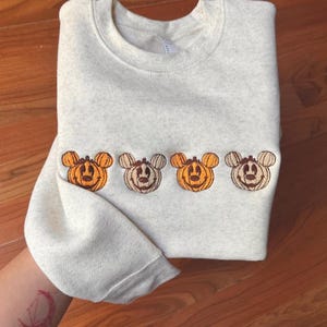 Halloween Pumpkin Mickey Embroidered Sweatshirt, Fall Disney Crewneck, Spooky Season Cute Cozy, Pumpkin Patch Disney Shirt