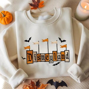Disneyland Halloween Embroidered Sweatshirt, Spooky Disney Fall Crewneck Shirt, Disney Bat Pumpkin Shirt, Disney Halloween, Magic Kingdom