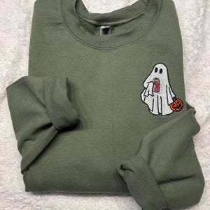 Ghost Diet Coke Embroidered Crewneck Sweatshirt, Embroidered Halloween Shirt, Diet Coke Lover Shirt, Funny Spooky Season, Fall Vibes