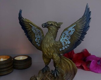 フェニックス像：ギリシャ神話の木彫り神話の鳥の装飾 - Etsy 日本