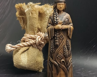 Mokosh Wooden Statue — Slavic Goddess Decor, Mythological Figurine