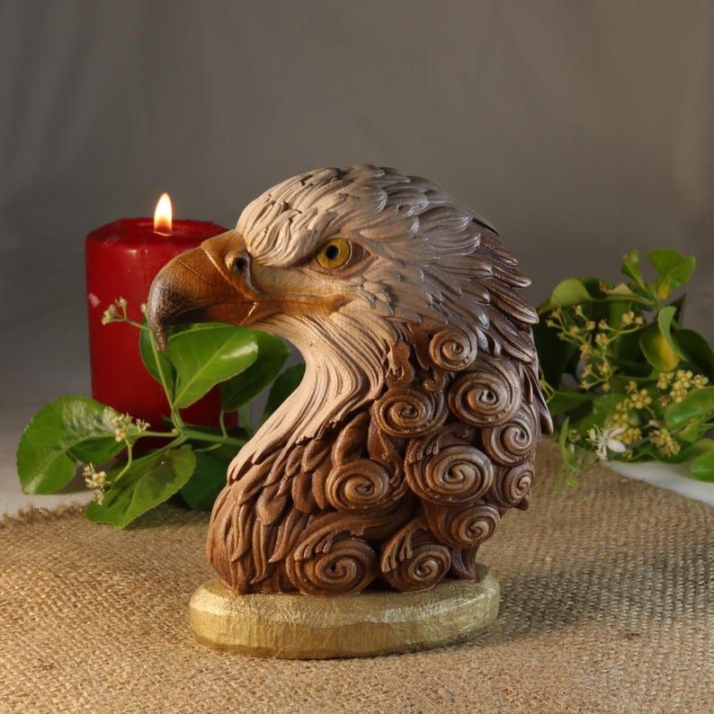Eagle Bust: Maori Head Wood Bird Statue, Home Decor - Etsy