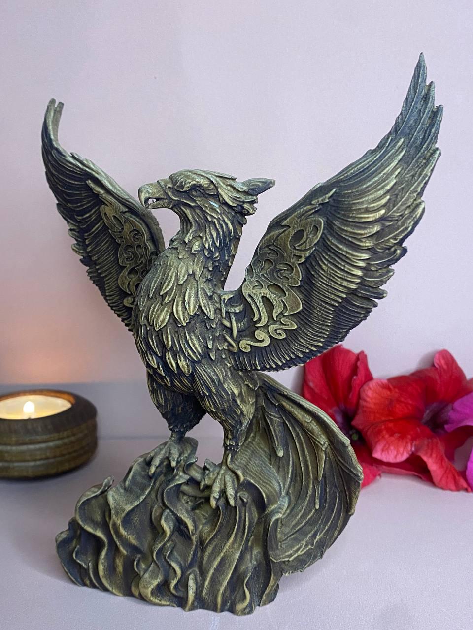 フェニックス像：ギリシャ神話の木彫り神話の鳥の装飾 - Etsy 日本