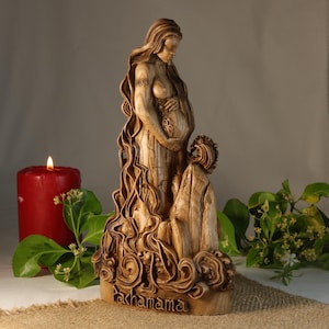 Pachamama Pachamama statue Pachamama art Goddess statue Earth goddess Mother earth Gaia Home decor Home decoration Wood statue Wood carving