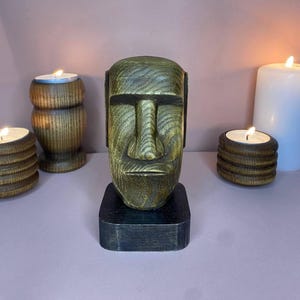 Moai Statue: Easter Island Decor Wood Carving Decoration