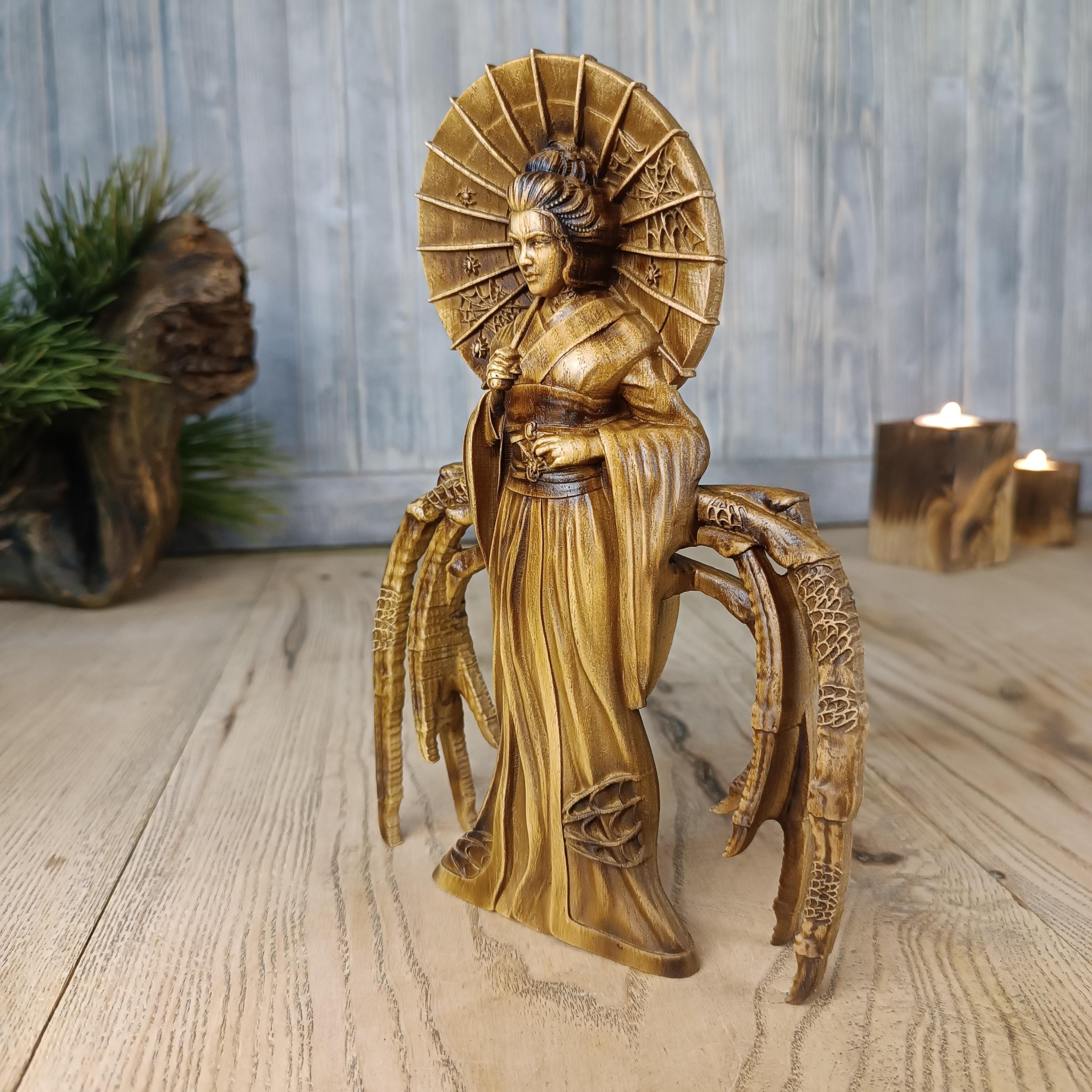 女郎蜘蛛の木彫り：日本の蜘蛛女妖怪像 - Etsy 日本